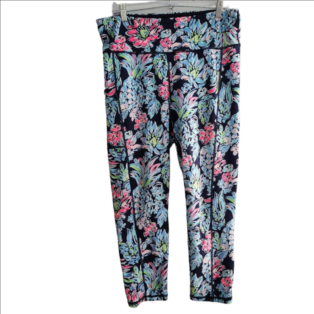 Lilly Pulitzer Luxletic Weekender Leggings High Tide Navy Pineapple Paradise XL
